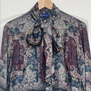 Georg Roth 100% Silk Paisley Long Sleeve Blouse
